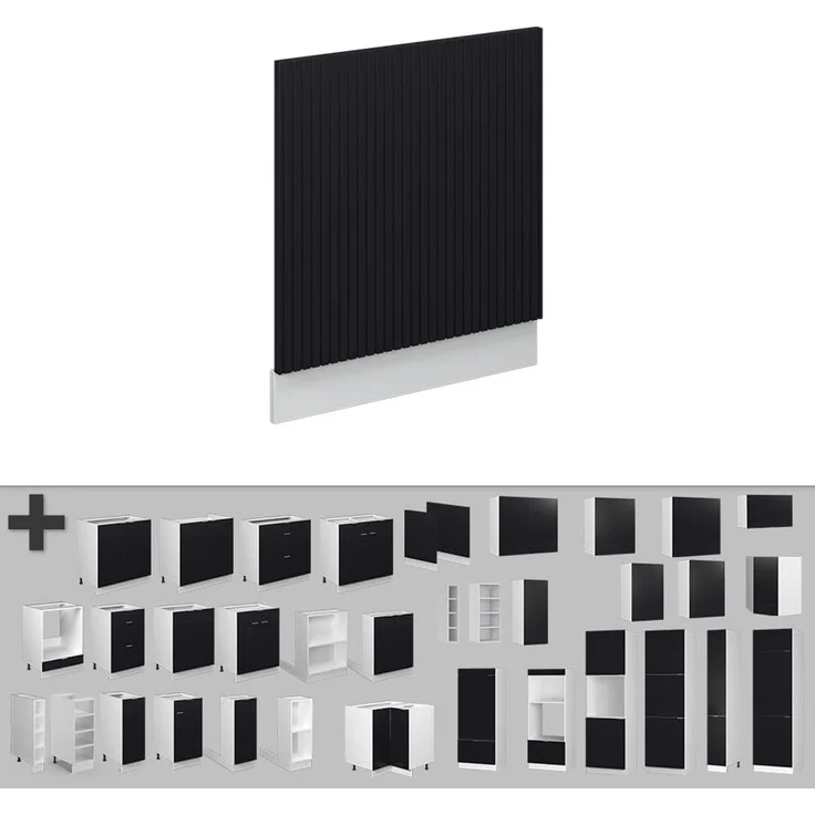 Frontblende Fame-Line Schwarz gestreift 60 cm ohne Arbeitsplatte Vicco – Bild 4