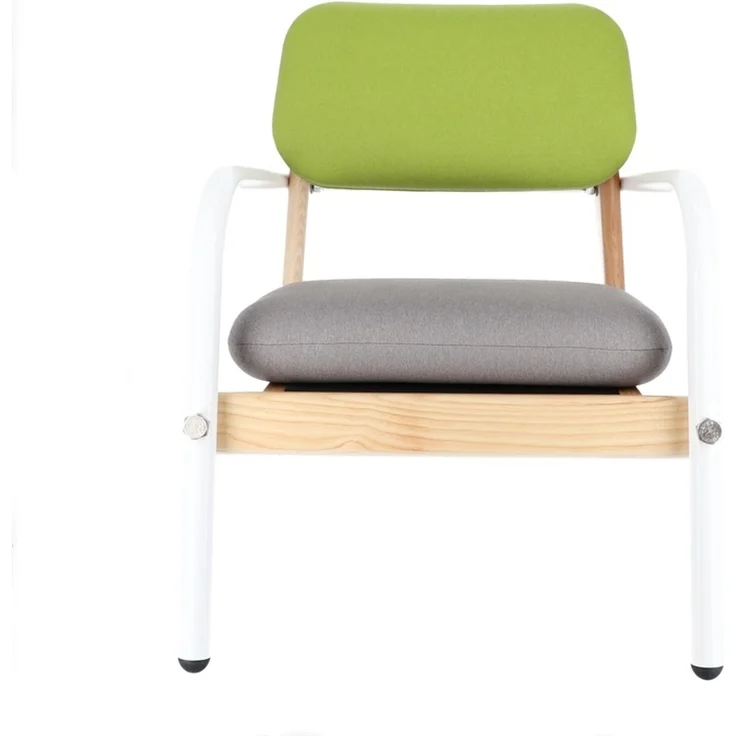 Sessel Billy Stoff, Retro Chic skandinavisch, gepolstert, weiss grau grün, Metallgestell – Bild 5