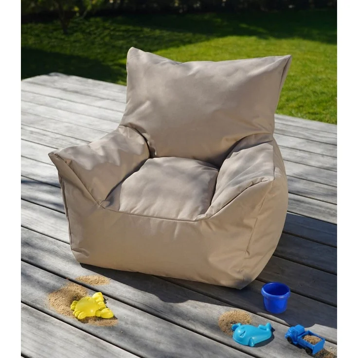 mokebo Kindersessel Der Pausenheld (aus wasserabweisenden Stoff Beige-Khaki), Kinder Sitzsack, Lesesessel, Bodenkissen fürs Kinderzimmer – Bild 3