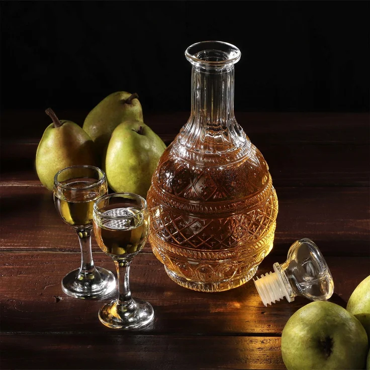KADAX 6x Whisky-Alkohol-Dekanter Kristall 1L Glasflasche mit Korken – Bild 8