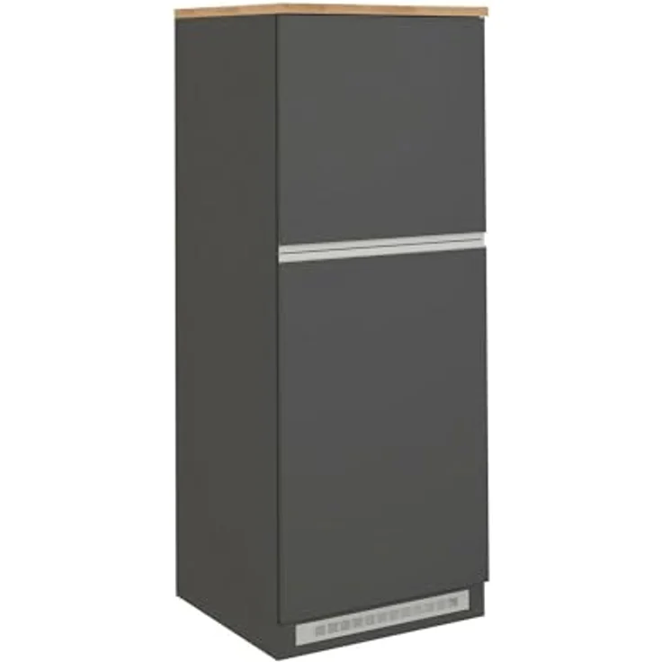 Dmora - Küchenschrank Plinio, Mehrzweckschrank, Küchenzeile Schrank, Multifunktionales Kühlregal, 100% Made in Italy, 60 x 60 x 165 cm, Anthrazit und Eiche – Bild 4
