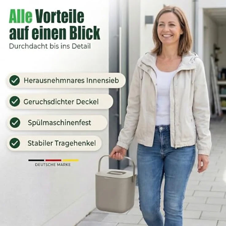 YourCasa Biomülleimer YourCasa® Biomülleimer Küche - Komposteimer für alltäglichen Biomüll, Mit Sieb, Spülmaschinenfest – Bild 7