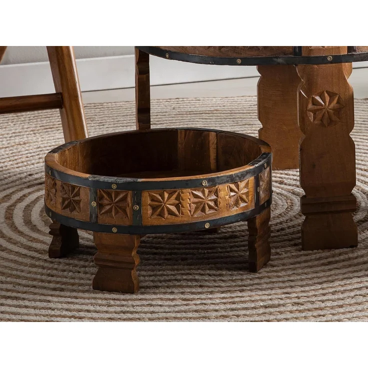 Chakki 3er Set Couchtische aus Massivholz rustikal – Satztische Beistelltische Naturholz für Wohnzimmer und Deko – massivum – Bild 5