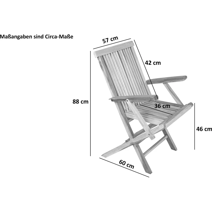 Teakholz Gartenstuhl Klappstuhl mit Armlehnen MALLORCA 34438744 – Bild 3