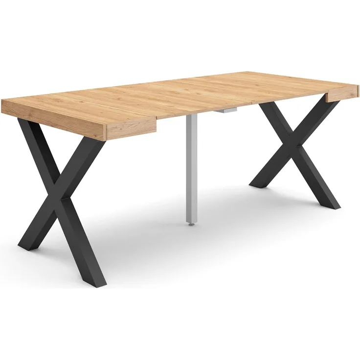 Skraut Home | Ausziehbarertisch | Multifunktionaler ausziehbarer | 180 | Für 8 Gäste | Massivholz Beine | Moderner Stil | Eiche