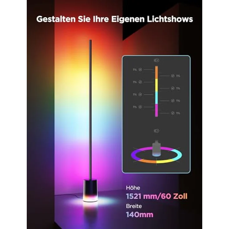 Govee Smart Stehlampe 2 mit Matter, RGBIC Stehlampe Dimmbar funktioniert mit Alexa, 1725 lm moderne Stehlampe schwarz mit Musiksynchronisierung, Szenenmodi, Stehleuchte für Schlafzimmer, Wohnzimmer – Bild 4