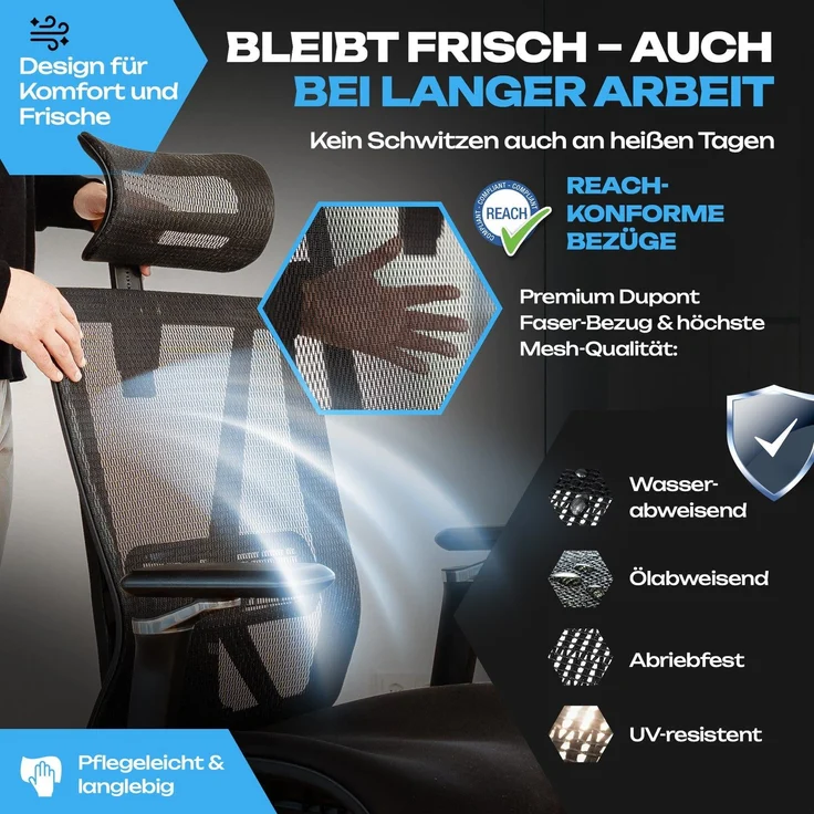 VALKENSTOL M8 - Premium Ergonomischer Bürostuhl Für Große Nutzer Bis 2,00 Meter – Bild 4