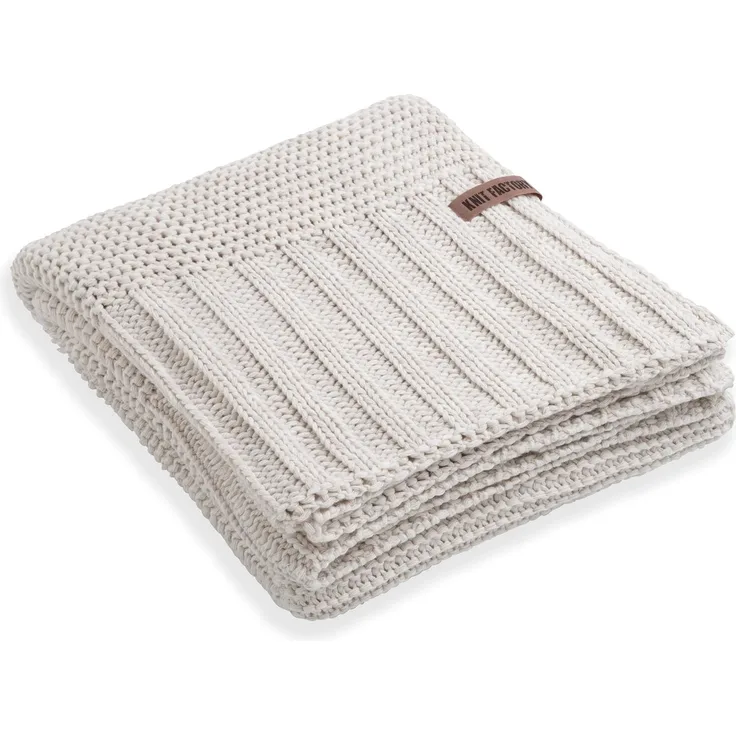 Knit Factory Vinz Decke 195x225 cm Glatt Beige