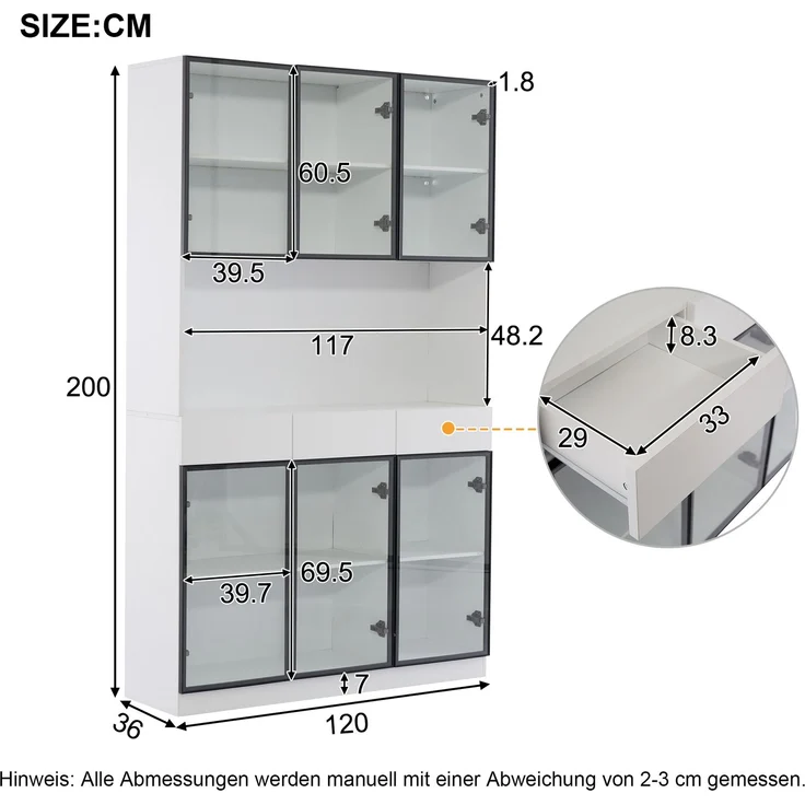 ZUBALIYA Schrank mit LED-Beleuchtung in Weiß, ideale Lösung für kleine Räume, robuste Verarbeitung, langlebige Materialien, einfache Selbstmontage, mit verständlicher Aufbauanleitung, si. (Modell 4) – Bild 8