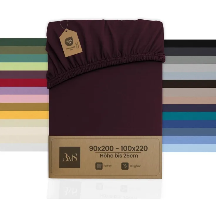 Jersey Spannbettlaken brombeer 90x200 - 100x220 cm Höhe bis 25cm