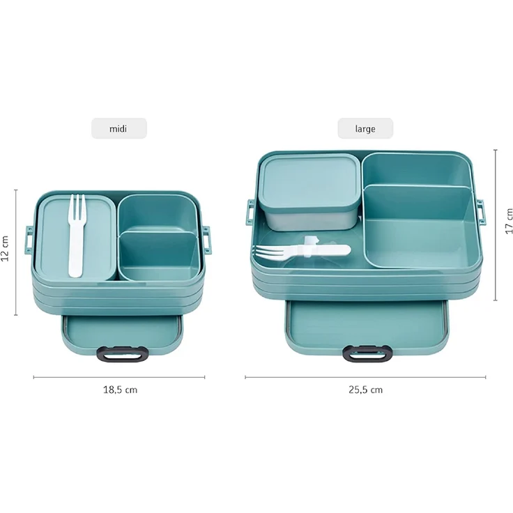 Mepal 2-tlg Bento-Lunchboxen Set Klein/Groß Take A – Brotdose mit Fächern, geeignet für bis zu 4 BZW. 8 Butterbrote, TPE/pp/abs, 0 mm Nordic Blue neu – Bild 5