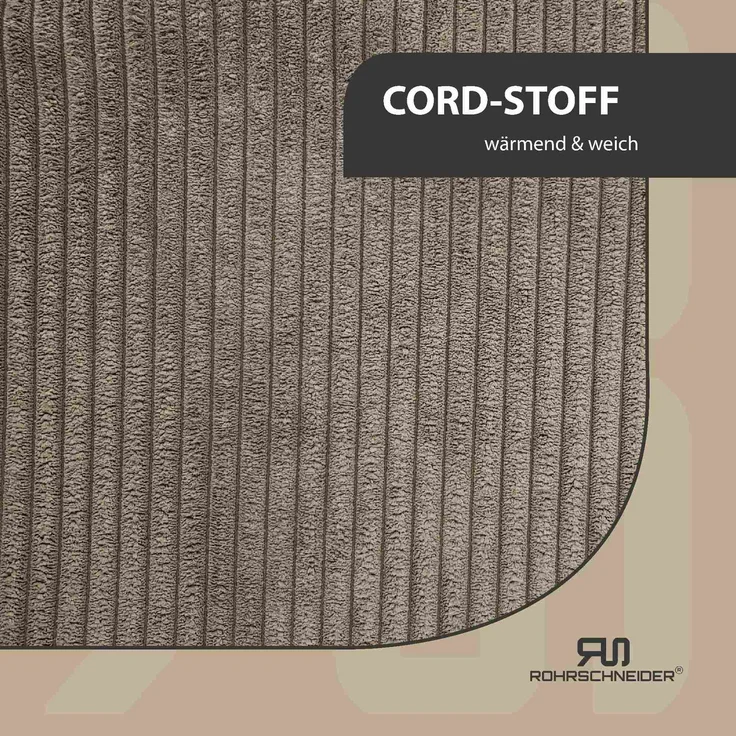 ROHRSCHNEIDER Hundebett - Cord, Hundekorb, Tierbett, Wendekissen, Bezug waschbar, rutschfest Taupe 15x70x49cm – Bild 4