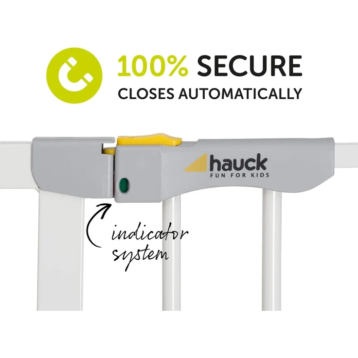 Hauck Autoclose'n Stop 2 Türschutz-/Treppengitter, Magnetverschluss, automatisch selbstschließend, Sichtindikator, beidseitig zu öffnen, 75-80 cm, bis 122 cm erweiterbar, ohne Bohren, Metall, weiß – Bild 5