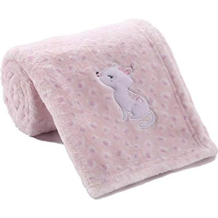 CREVENT Flauschige, warme Fleece-Decke für Mädchen, Kleinkinder, Kinderbett, Kinderwagen, 75x100 cm, rosa Katze – Bild 2