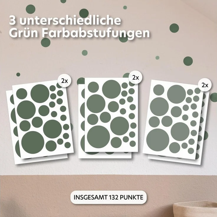 lilimaus Wandsticker Herzen, Sterne & Punkte selbstklebend - Deko fürs Kinderzimmer (132 St), Herzen, Sterne oder Punkte - 36er- & 132er-Set, ablösbar – Bild 2