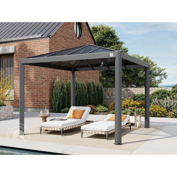PRIMEYARD Gartenpavillon 3x3 m mit Polycarbonatdach - Hardtop Pavillon ohne Seitenteile – Bild 2