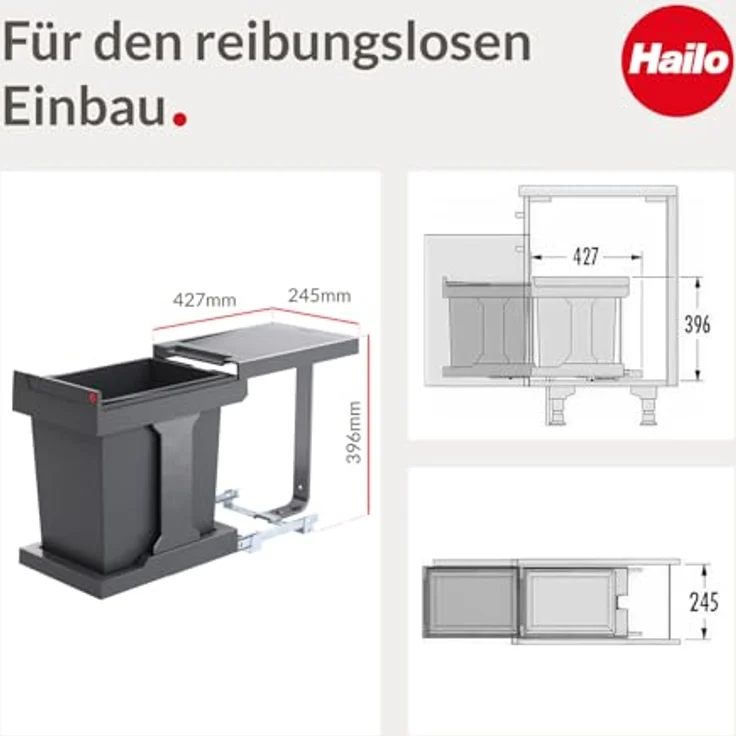 HAILO Abfallsorter 20 Liter SOLO 20 ab 30 cm Schrankbreite – Bild 5