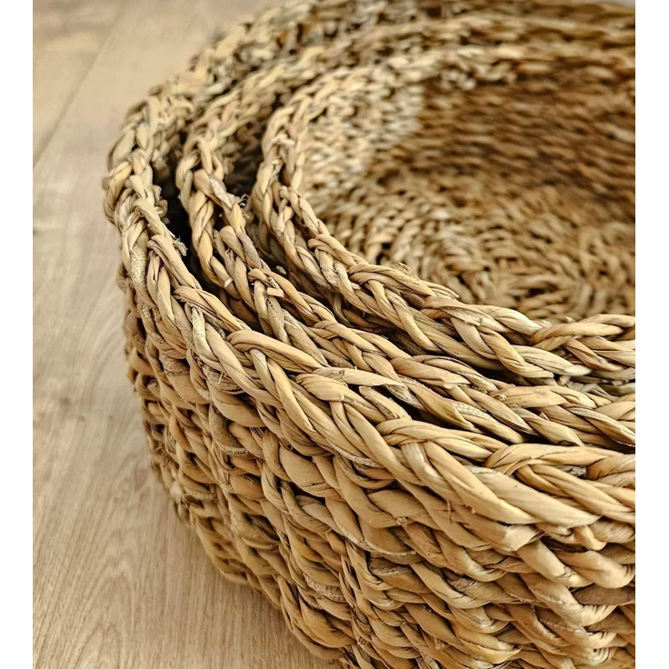 Meinposten Aufbewahrungskorb 3 Körbe runder Korb Seegras Aufbewahrungskorb Dekokorb natur braun (Sie erhalten drei Stück), Natürliche Materialien, Nachwachsender Rohstoff – Bild 3
