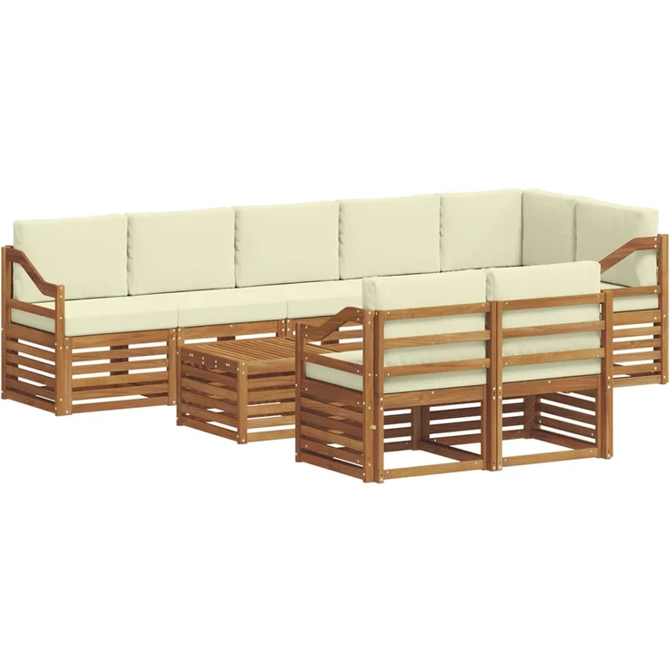 vidaXL Outdoor-Sofagarnitur 9 stk. 8-Sitzer Natur und Creme 3375065 – Bild 2