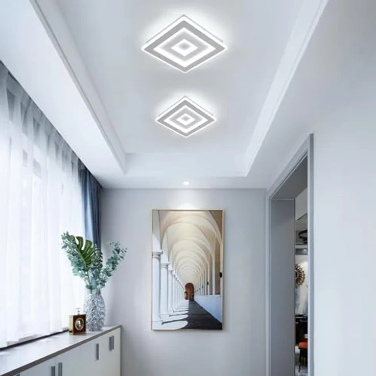 Comely LED Deckenleuchte Quadrat, 28cm 36W Moderne Deckenlampe Quadratisch Weiß LED Deckenbeleuchtung für Schlafzimmer, Wohnzimmer, Flur, Kaltweißes Licht 6500K – Bild 9