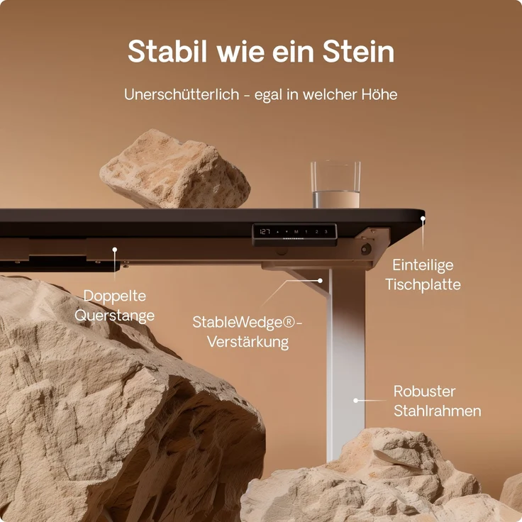 Desktronic HomePro Elektrisch höhenverstellbarer Schreibtisch 180x80cm Weiß/Schwarz mit Memory-Funktion, Anti-Kollisions Technologie, USB-A und USB-C-Ladeanschlüssen – Bild 4