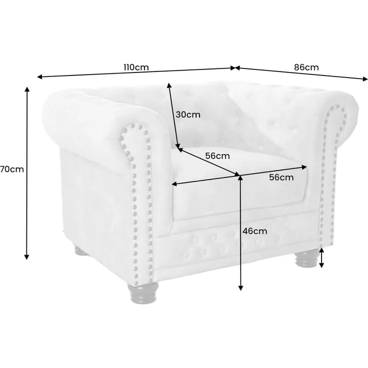 riess-ambiente Sessel CHESTERFIELD 110cm champagner (Einzelartikel, 1-St), Wohnzimmer · Samt · mit Armlehne · Federkern – Bild 3