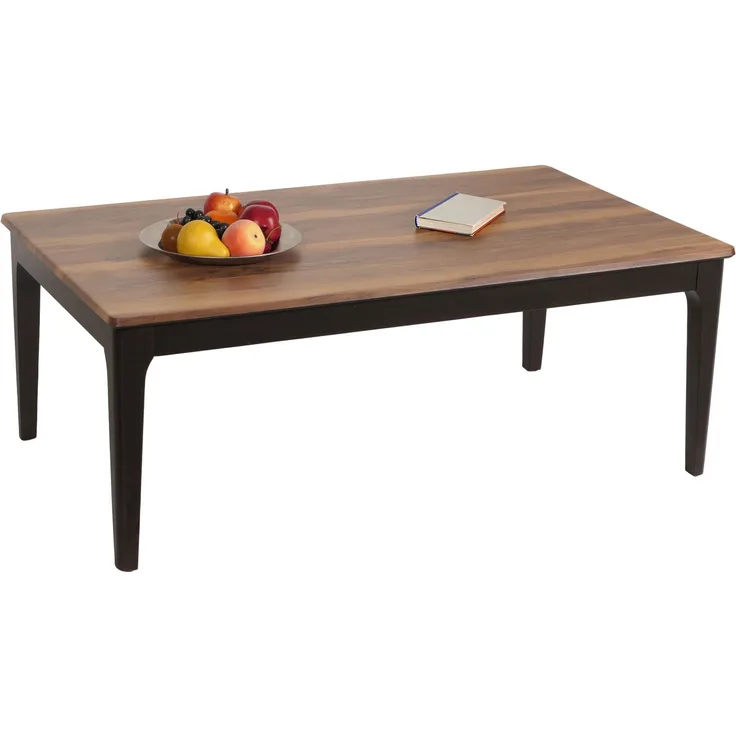 Couchtisch HWC-M55, Beistelltisch Sofatisch Massiv-Holz HDF Laminat Melamin 46x120x70cm Sheesham Holz-Optik dunkle Beine