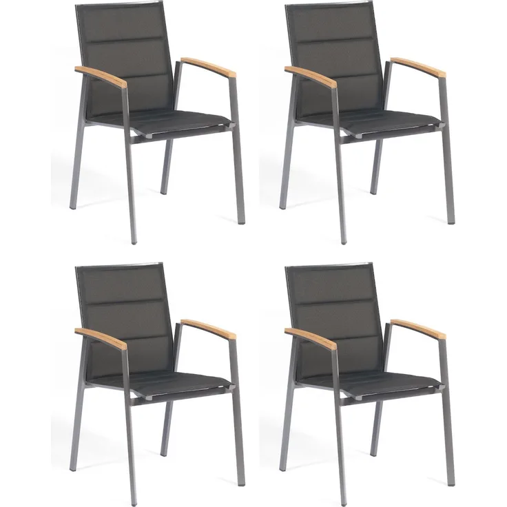 Sonnenpartner 4er-Set Stapelstühle Sierra Aluminium/Textilen anthrazit Stapelstuhl