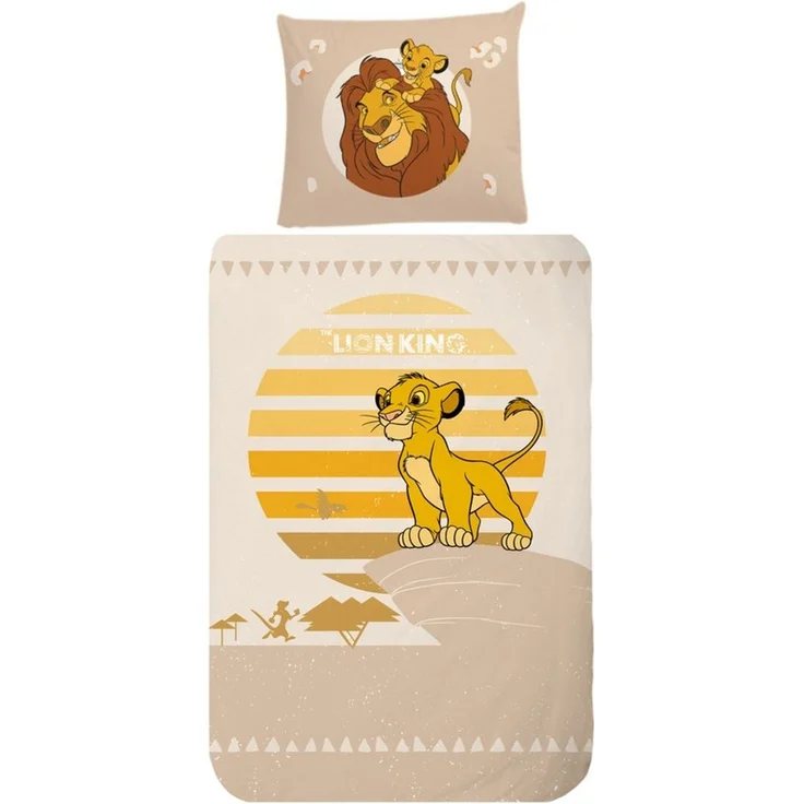 MTOnlinehandel Kinderbettwäsche König der Löwen Biber/ Flanell in 135x200 + 80x80 cm, Disney, 100% Baumwolle, 2 teilig, Winterbettwäsche, kuschelig und weich, Simba und Mufasa – Bild 1