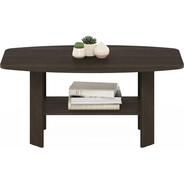 Furinno Couchtisch im schlichten Design, Dunkelbraun – Bild 4