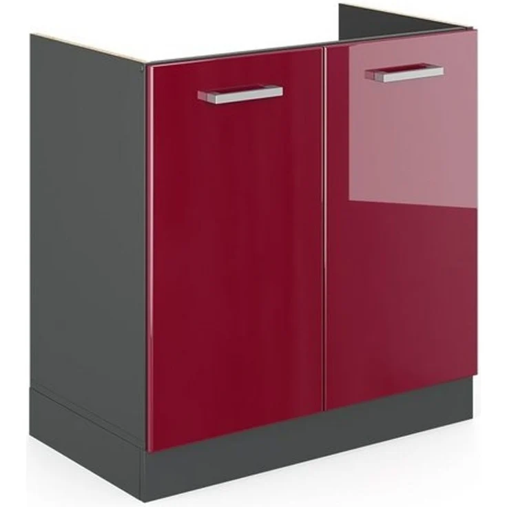 Spülenunterschrank R-Line Rot Hochglanz 80 cm ohne Arbeitsplatte Vicco – Bild 4