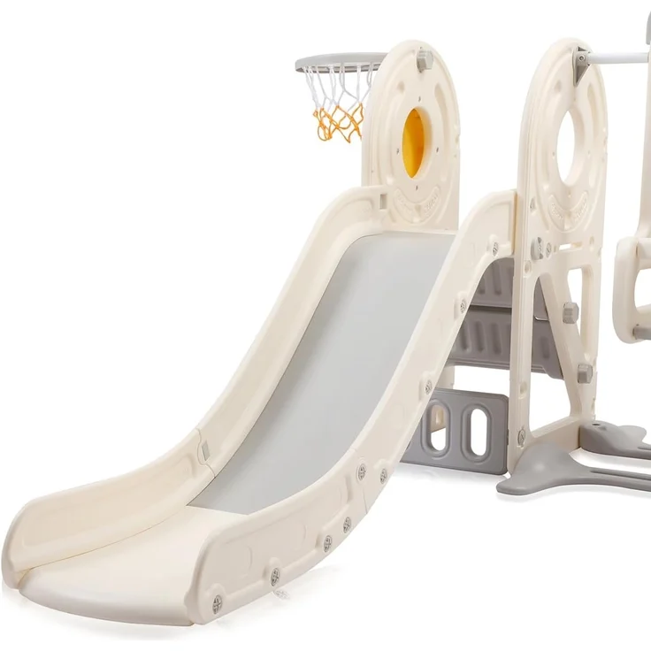Baby Vivo Kinderrutsche / Rutsche mit Basketballkorb - Quacki in Weiß / Beige – Bild 9