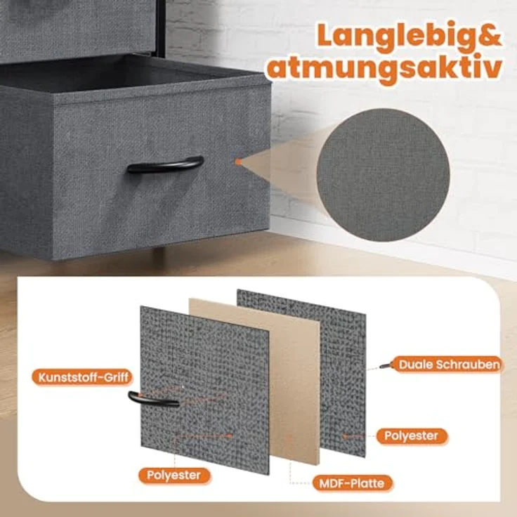 Sweetcrispy Kommode mit Stoffschubladen, Grau – Bild 5