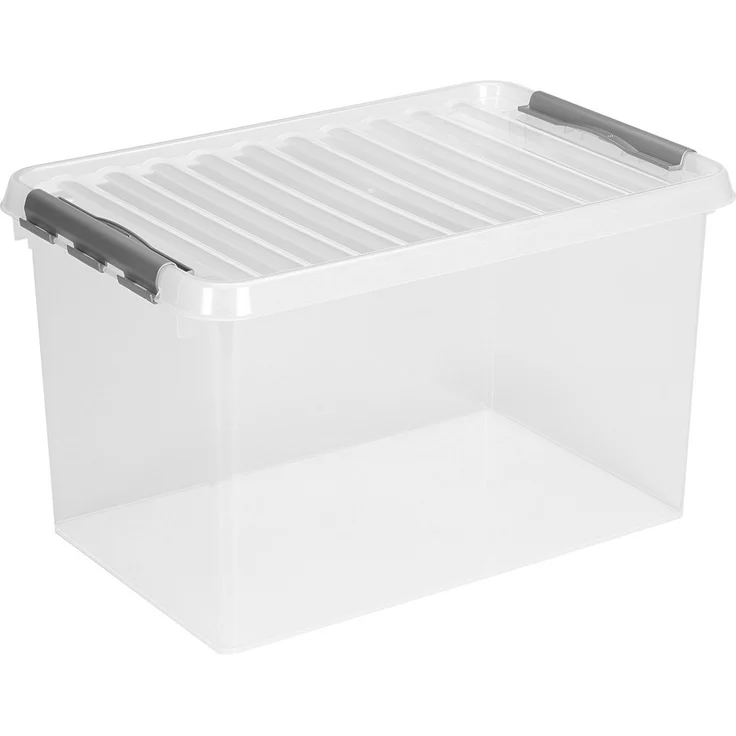 3 Stück Aufbewahrungsbox Q-Line 62L transparent mit Deckel Kunststoffbox 3er Set – Bild 3