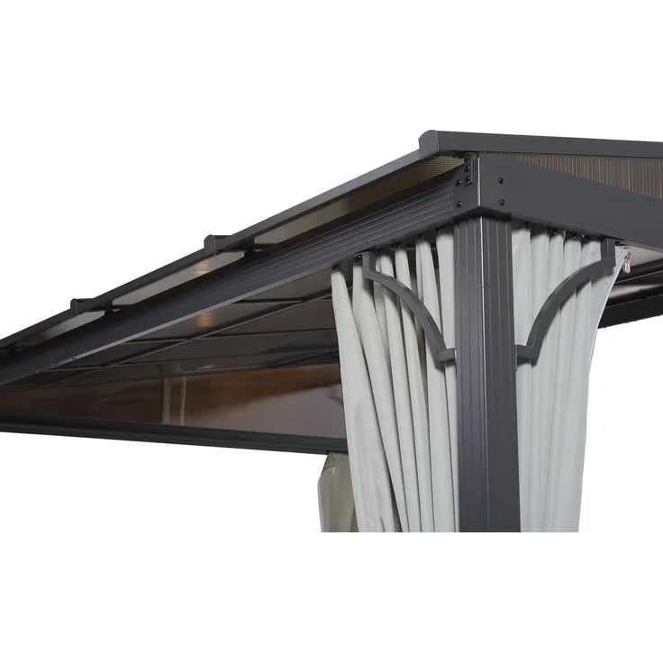 LECO Polycarbonat-Dachplatten-Set grau-transparent für Terrassenüberdachung MELANIE 4x3 m