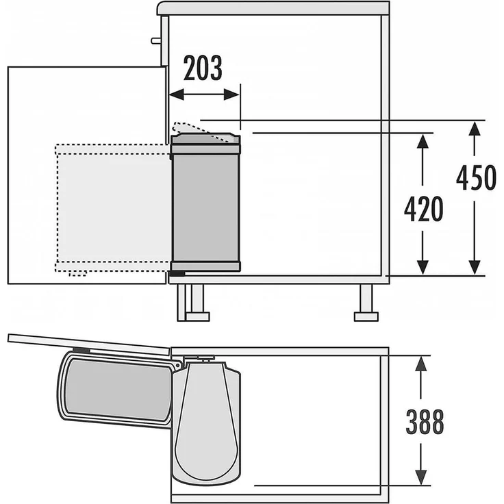 HAILO 3418071 Abfallsorter UNO 18 dunkelgrau/schwarz mit 18 Liter Abfallvolumen ab 45 cm Schrankbreite – Bild 3