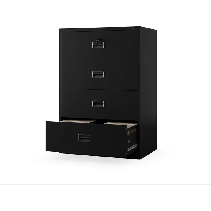 Jan Nowak Aktenschrank Metall abschließbar 132x90x60 cm mit 4 Schubladen | Vollauszug, Zentralverschluss, Kippschutz, Büro, Archiv, Homeoffice