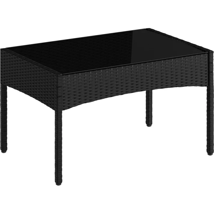 STEELSØN 'Thalora' Gartentisch, schwarz, 39x40x60 cm, aus Polyrattan mit Glasplatte – Bild 1