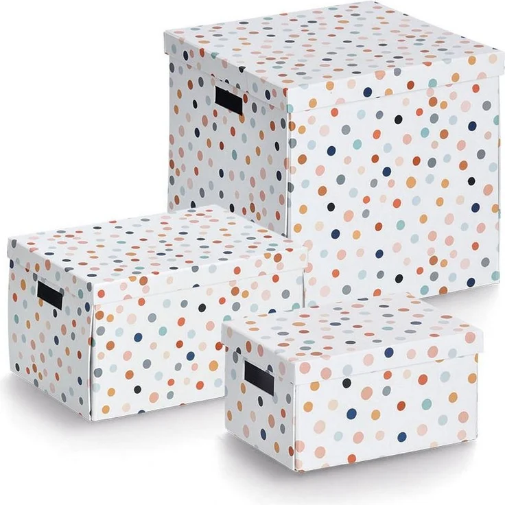 Zeller Present Aufbewahrungskorb Aufbewahrungsbox 'Dots', recycelter Karton, bunt, ca. 18 x 25 x 13 cm – Bild 2