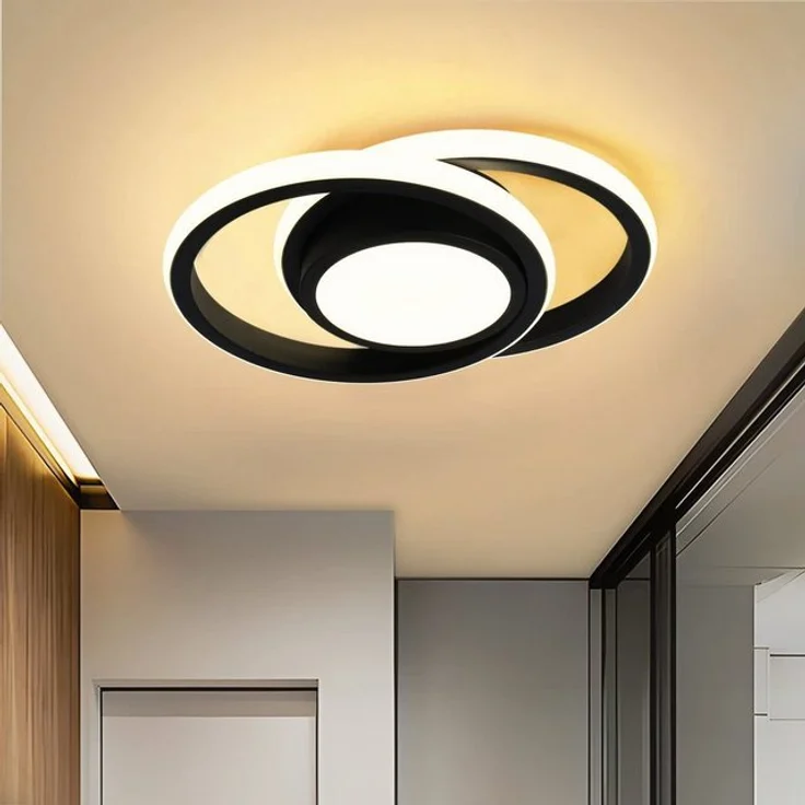 JDONG LED Deckenleuchte 30/32CM Schwarz/Weiß deckenlampe, LED fest integriert, 24W Natürliches 4000K Runde / Ekig, Für Schlafzimmer, Küche, Flur, Gang, Restaurant Durchmesser 30CM – Bild 3