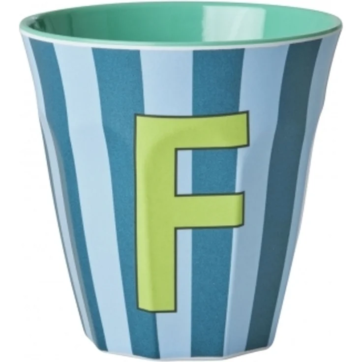 Rice Melamin Becher Buchstabe F / Streifen / Blau 250ml