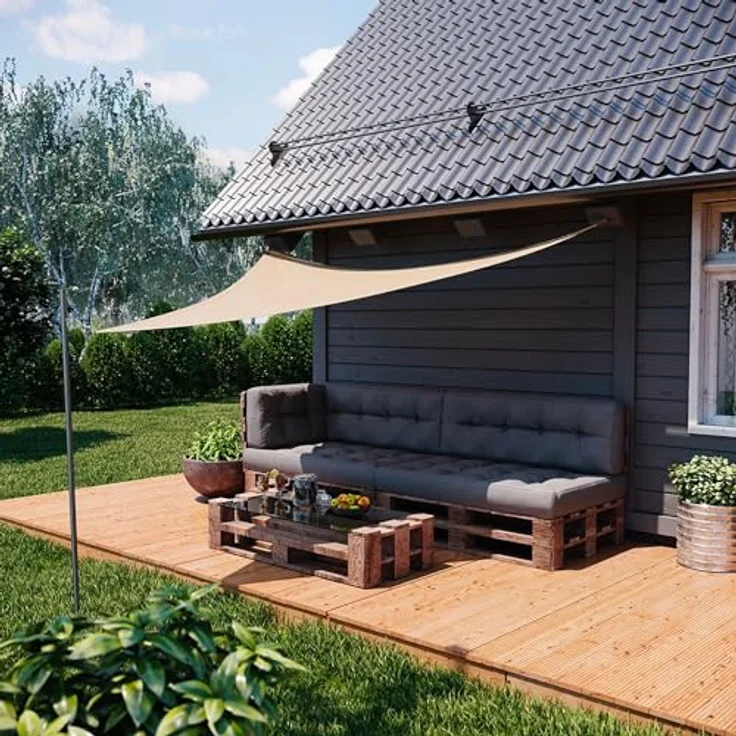 Sonnensegel, dreieckig, mit UV-Schutz, ideal für Außenbereich, Terrasse, Balkon, wasserdicht, aus Polyester, 5 x 5 x 5 m – Bild 4