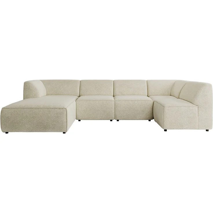 Modulares XXL-Ecksofa MODARO 5M, U-Form, Wohnlandschaft, 5-teilig, freistehend, Wohnzimmer Couch, HR-Schaumstoff - Creme Stukture - Links – Bild 9