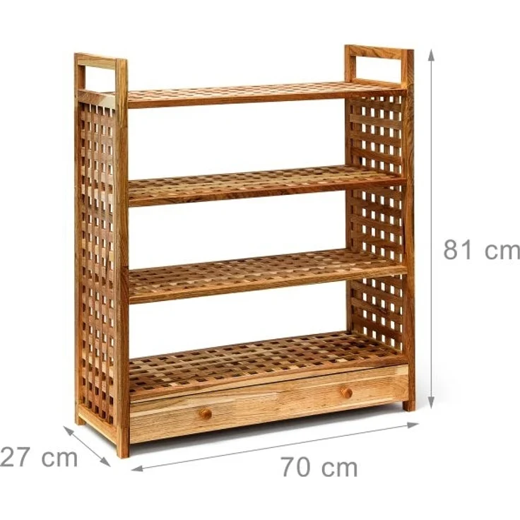 Schuhregal Walnuss mit Schublade – Bild 4