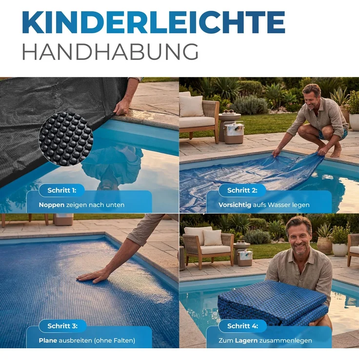 Miganeo Pool Solarfolie 800 x 400 cm rechteckig | schwarz/blau | 180 my – Bild 4