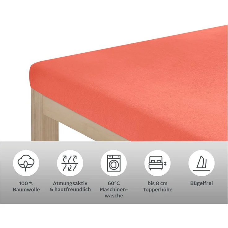 OTTO home Spannbettlaken Topper Basic, in Gr. 90x200, 140x200 oder 180x200 cm, Baumwoll-Jersey, Gummizug: rundum, (1 Stück), Baumwolle, Matratzen bis 8 cm Höhe, Bettlaken, Spannbetttuch, Laken