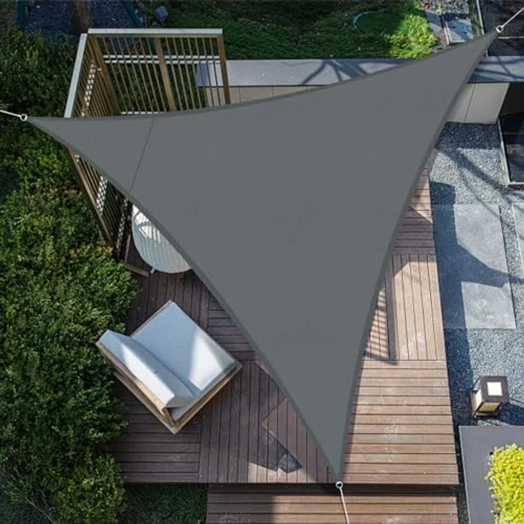 SUNNY GUARD Sonnensegel Dreieck 3. 6x3. 6x3. 6m Wasserdicht Sonnenschutz Wetterschutz Segel Baldachin UV Schutz für Balkon Terrasse Garten, Grau Anthrazit – Bild 2