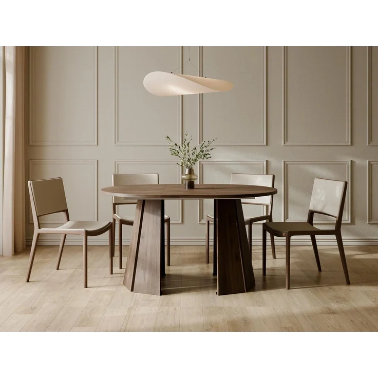 Compleo Esstisch ausziehbar 100-180, Japandi Design (Rund, Oval), Nussbaum, Eiche cremona oder Kaschmir MORI – Bild 3