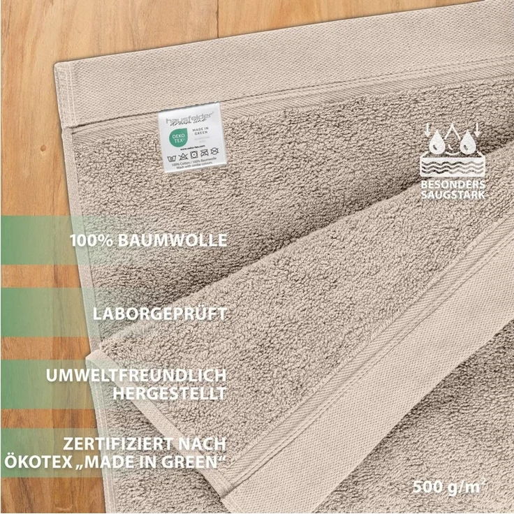 Hausfelder Gästehandtücher 12er Set kleine Handtücher für Gäste WC,aus 100% Baumwolle, beige, Baumwollfrottee (12-St), 100% Baumwolle, weich, saugfähig, Uni-Farben – Bild 2