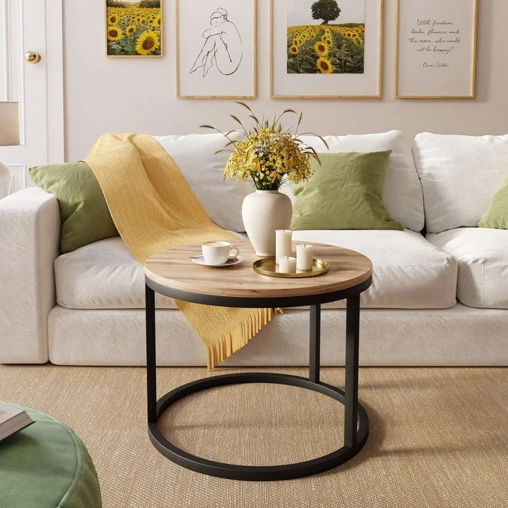 Lookway Couchtisch CIRI mit einer Platte in Holzdekor (1x Couchtisch), Durchmesser: ⌀60 cm – Bild 1